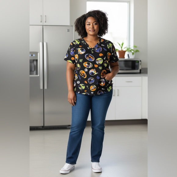 Disney Villains Black and Orange Top Sz 2xl 24” Nurse Healthcare Medical - Picture 2 of 9